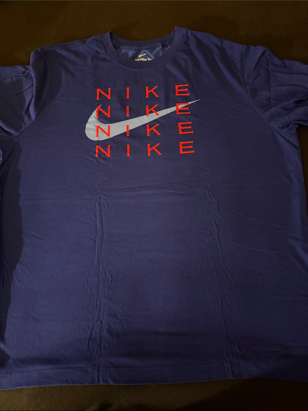 Nike Short-Sleeve Graphic Tee in Blue with Red Logo